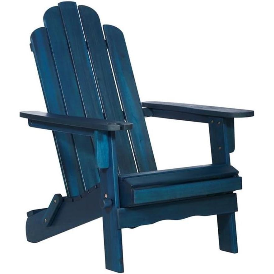 imageWalker Edison Sully Classic Solid Acacia Wood Outdoor Folding Adirondack Chair 38 Inch White WashNavy Blue Wash
