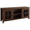 imageWalker Edison Dakota Modern Farmhouse 2 Glass Door Stand for TVs up to 65 Inches 58 Inch Dark Walnut