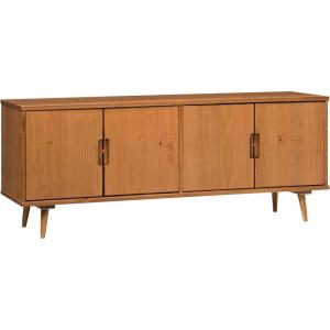 Walker Edison Genia Mid-Century Modern Solid Wood Stand for TVs up to 65 Inches, Walnut(Caramel)