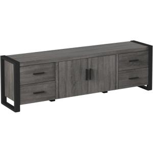 Walker Edison Industrial Modern Wood Universal TV Stand with Cabinet Doors for TV’s up to 80″ Living Room Storage Shelves Entertainment Center, 70 Inch, Charcoal(Charcoal)