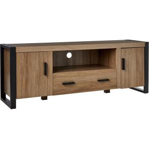 Walker Edison Industrial Modern Wood Universal TV Stand with Cabinet Doors for TV’s up to 80″ Living Room Storage Shelves Entertainment Center, 70 Inch, Charcoal(Driftwood)