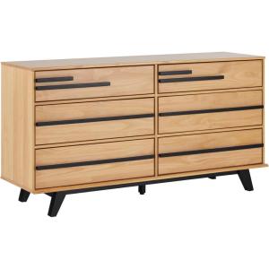 Walker Edison Malhia Contemporary Minimalist Solid Wood 6-Drawer Dresser, 60 Inch, Natural Pine(60 Inch-natural Pine)