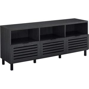 Walker Edison Modern Slatted Wood TV Stand for TV’s up to 80″ Universal TV Stand for Flat Screen Living Room Storage Cabinets and Shelves Entertainment Center, 70 Inch, Dark Walnut(Graphite)