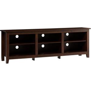 Walker Edison Wren Classic 6 Cubby TV Stand for TVs up to 80 Inches, 70 Inch, Black(Brown)