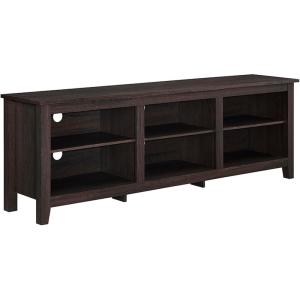 Walker Edison Wren Classic 6 Cubby TV Stand for TVs up to 80 Inches, 70 Inch, Black(Espresso)