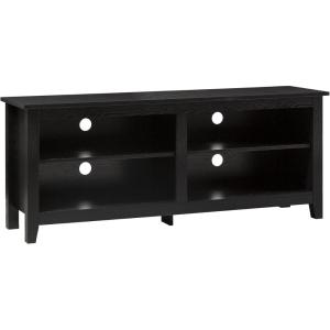 Walker Edison Wren Classic TV Console Entertainment Media Stand with Storage for Televisions up to 65 Inches, 58 Inch, Black(Black)