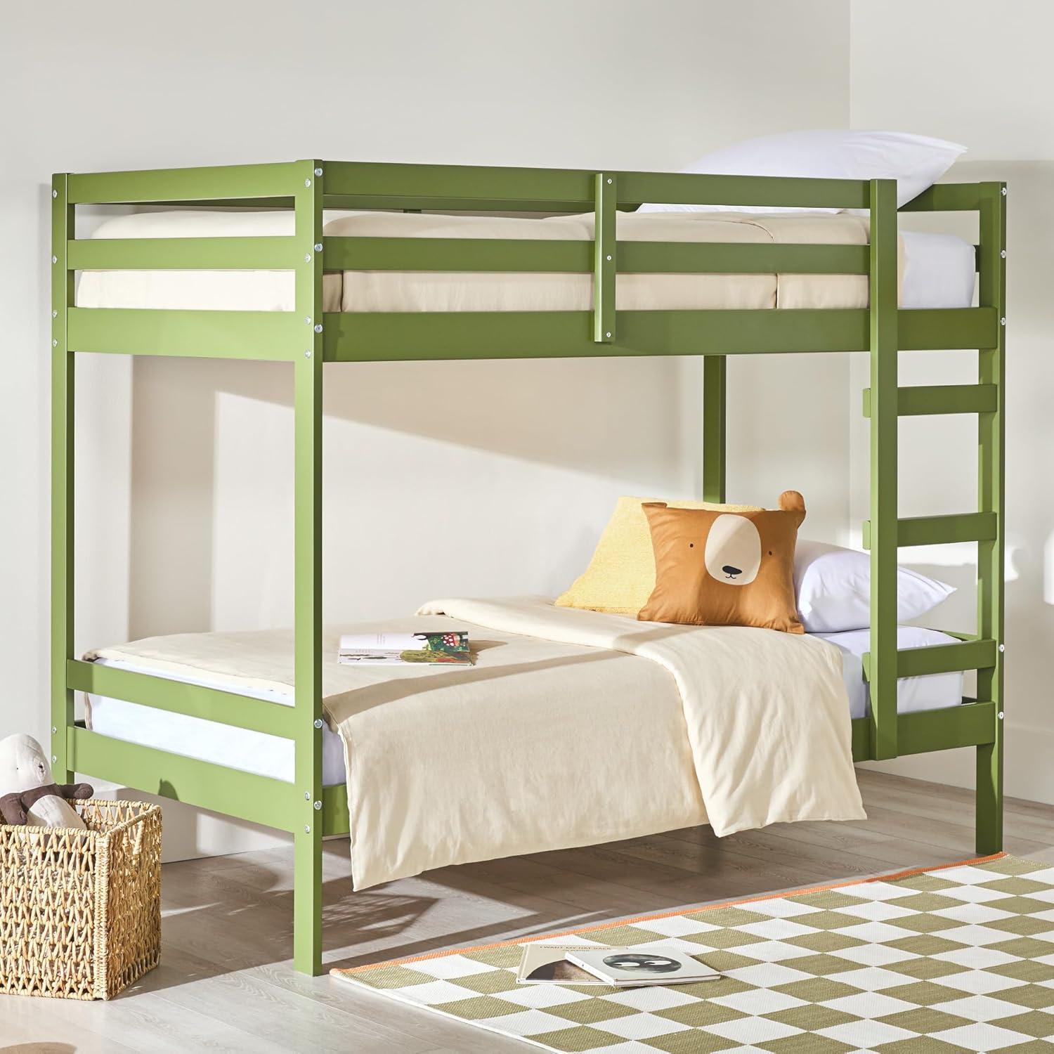 imageWalker Edison Modern TwinSize Childrens Bed Frame Bedroom TwinSize Midnight NavyOlive Green