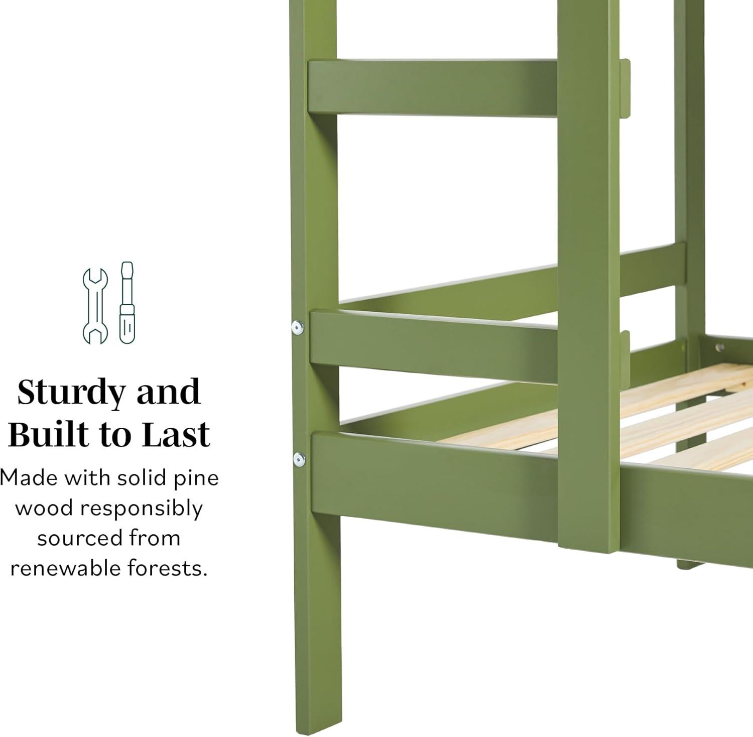 imageWalker Edison Modern TwinSize Childrens Bed Frame Bedroom TwinSize Midnight NavyOlive Green