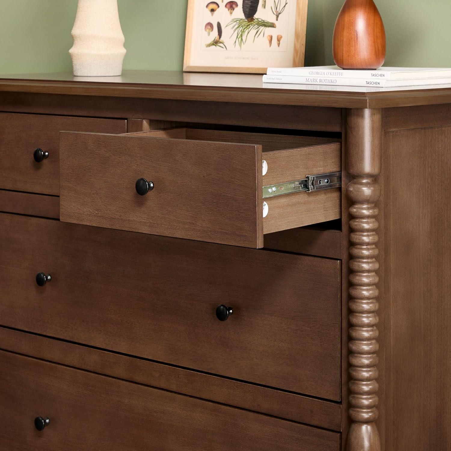 imageWalker Edison EZ Assembly Premium Traditional Solid Wood 5Drawer Dresser Quick Assembly Furniture 5Drawer Chest of Drawers Spindle Dresser 20 Inch Dark Brown