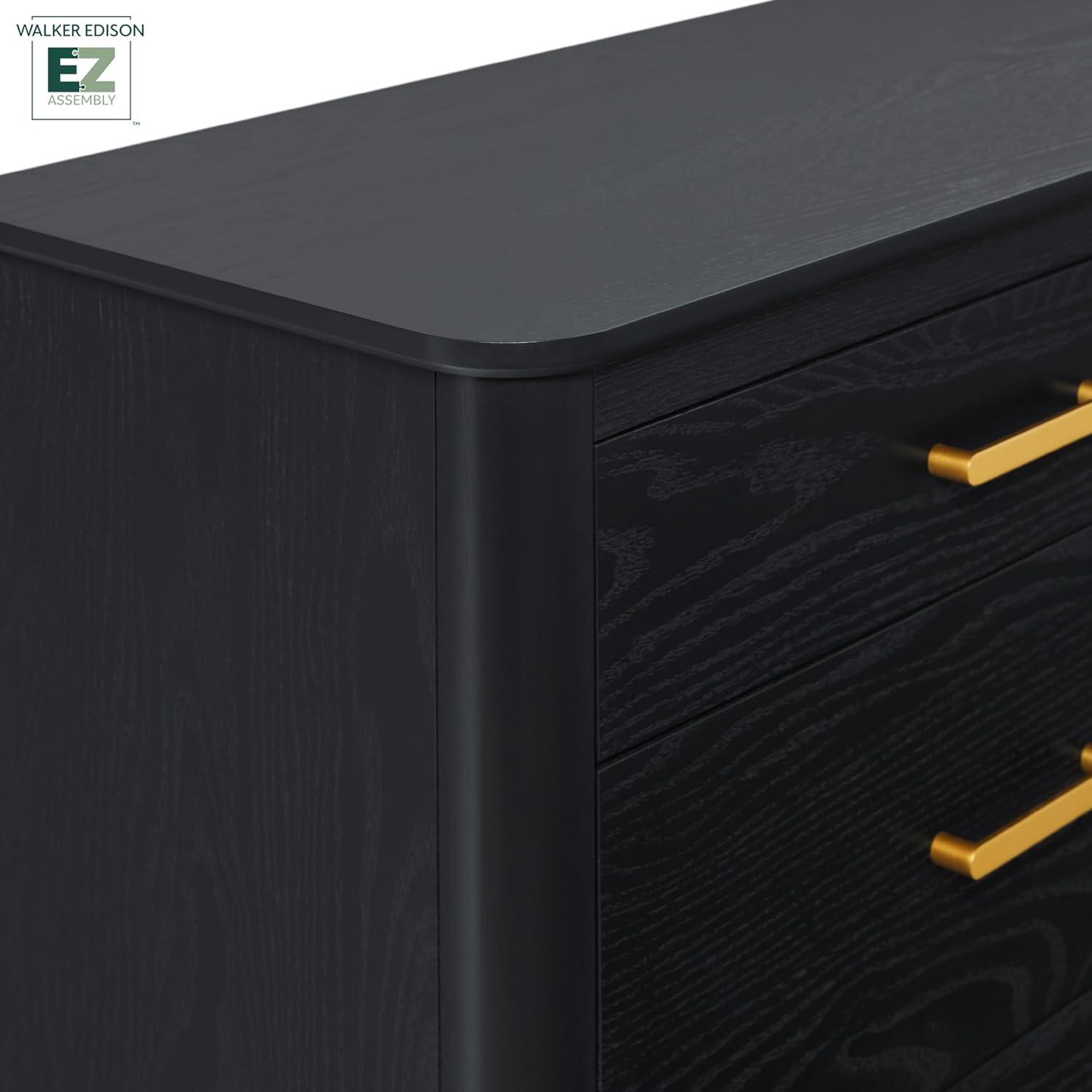 imageWalker Edison MidCentury Modern Solid Red Oak Veneer 6Drawer Dresser Easy to Assemble Drawers Clothing Storage for Bedroom 54 Inch Black