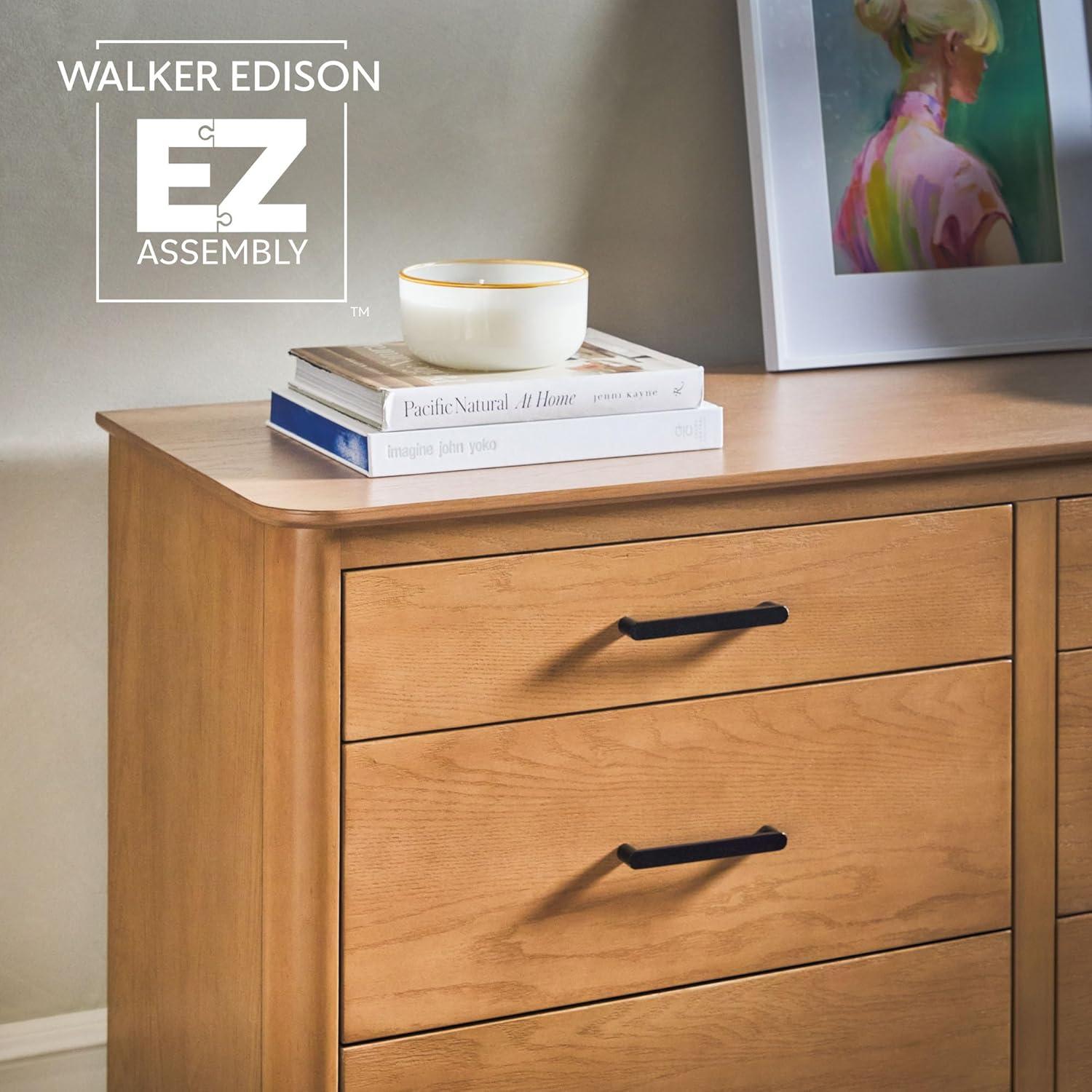 imageWalker Edison MidCentury Modern Solid Red Oak Veneer 6Drawer Dresser Easy to Assemble Drawers Clothing Storage for Bedroom 54 Inch English Oak