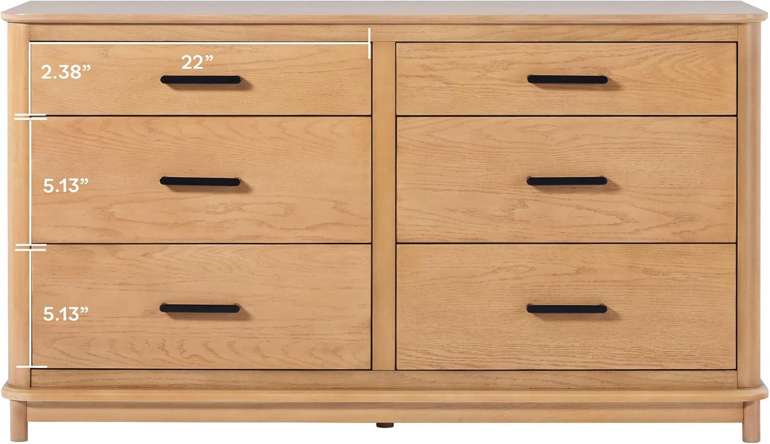 imageWalker Edison MidCentury Modern Solid Red Oak Veneer 6Drawer Dresser Easy to Assemble Drawers Clothing Storage for Bedroom 54 Inch English Oak