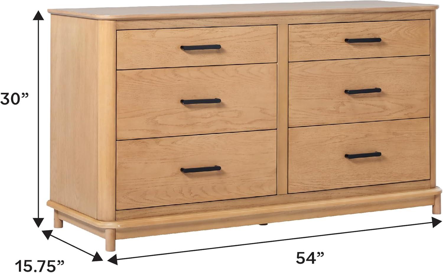 imageWalker Edison MidCentury Modern Solid Red Oak Veneer 6Drawer Dresser Easy to Assemble Drawers Clothing Storage for Bedroom 54 Inch English Oak