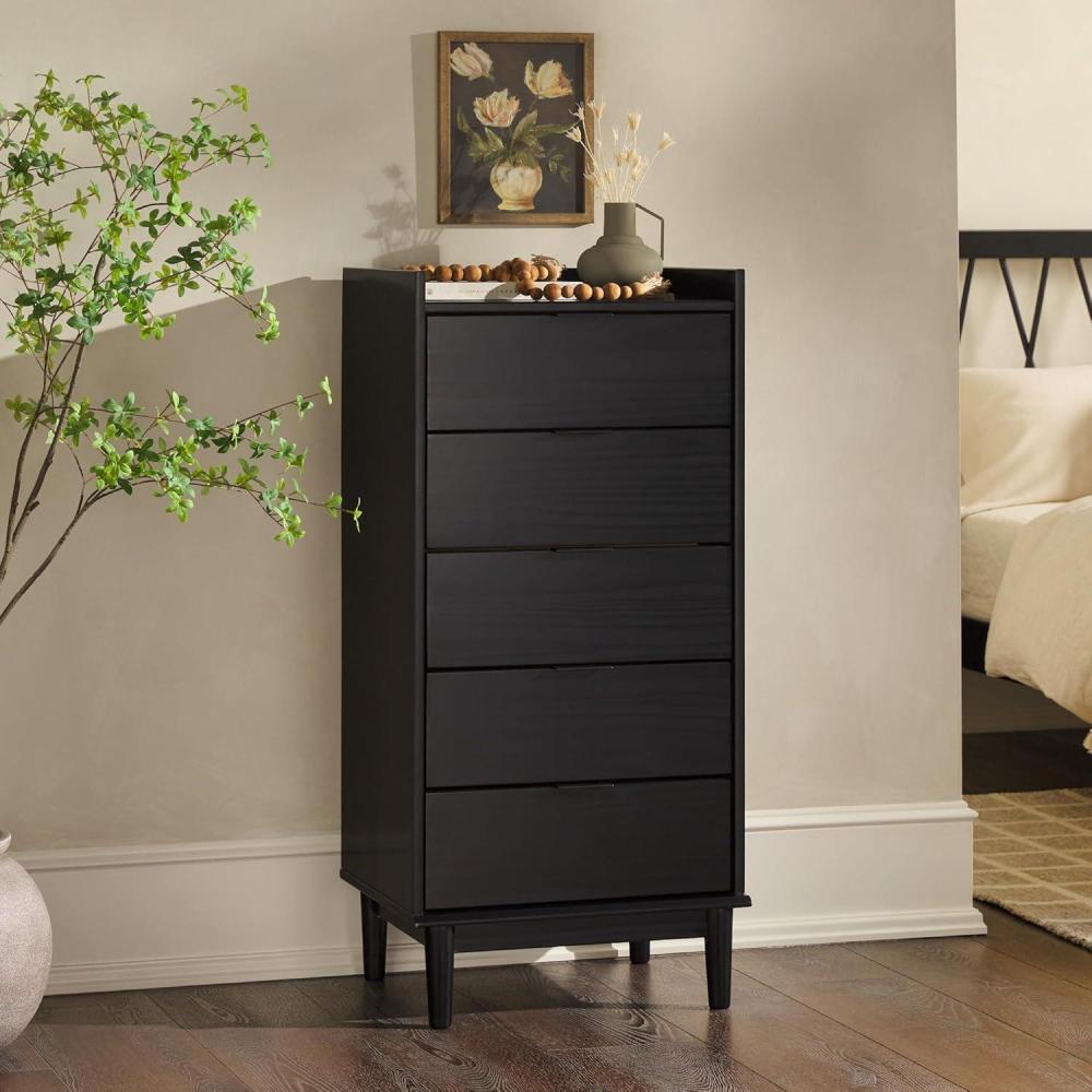 imageWalker Edison Blythe Scandi Minimalist 5Drawer Solid Wood Dresser 43 Inch Black