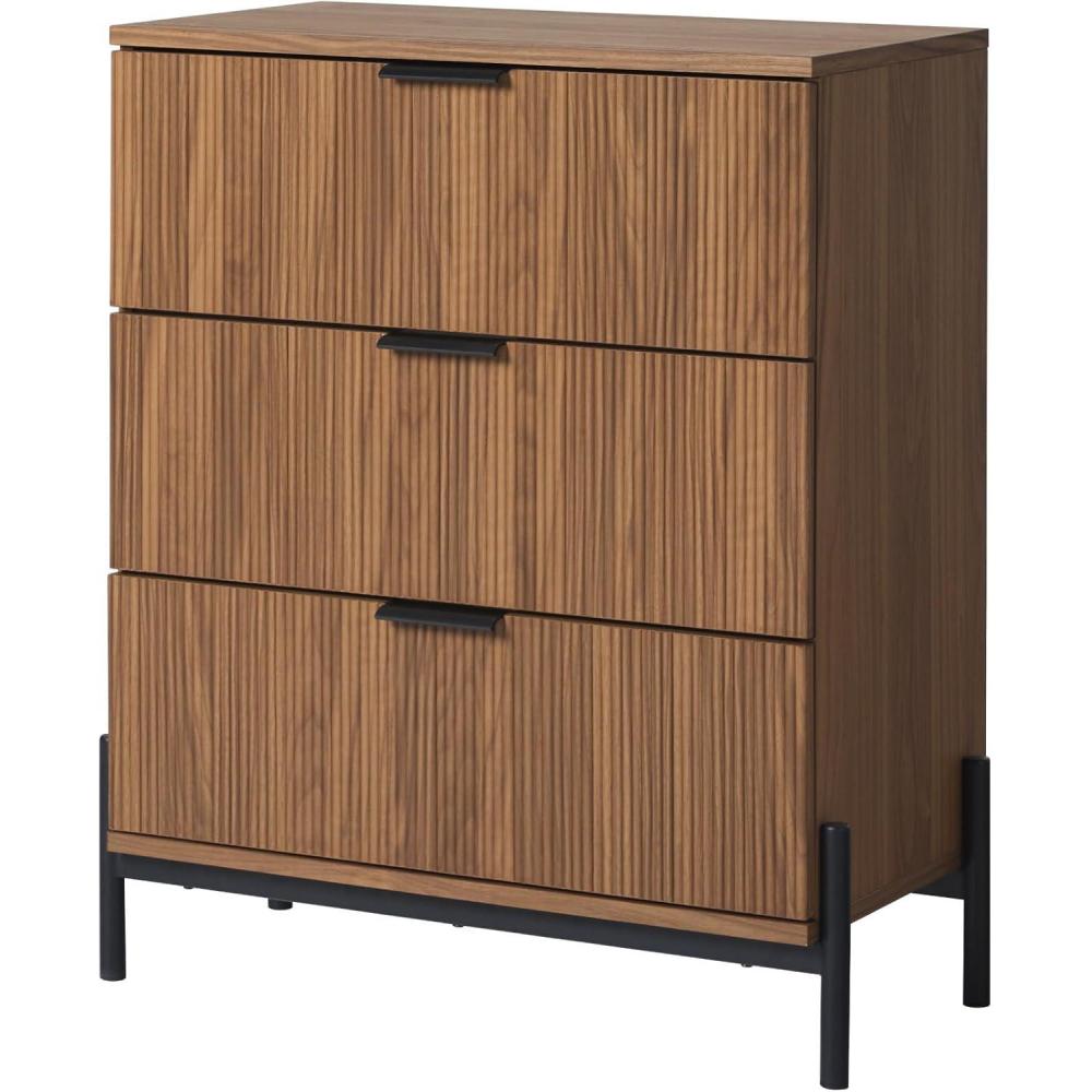 imageWalker Edison MidCentury 3Drawer Chest with Reeded Drawer Fronts 35 Inch Mocha