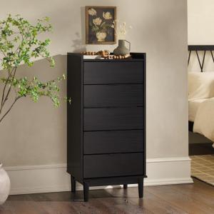 Walker Edison Blythe Scandi Minimalist 5-Drawer Solid Wood Dresser, 43 Inch, Black