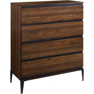 Walker Edison Darby Urban Industrial 4 Drawer Chest, 44 Inch, Dark Walnut