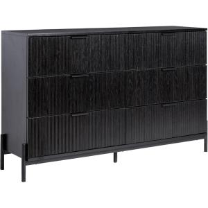 Walker Edison Mid-Century 6-Drawer Chest with Reeded Drawer Fronts, 56 Inch, Black(Black)