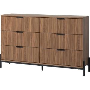 Walker Edison Mid-Century 6-Drawer Chest with Reeded Drawer Fronts, 56 Inch, Mocha(Mocha)