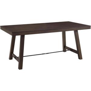 Walker Edison Liam Rustic Farmhouse Trestle Style Dining Table, 70 Inch, Dark Brown Oak
