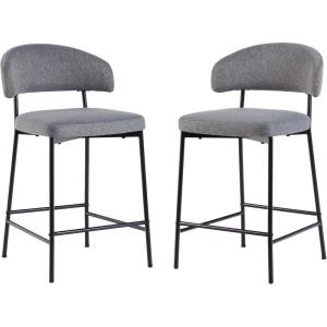 Walker Edison Modern Curved Back Counter Stool Filled Foam, Set of 2, Charcoal(Charcoal)