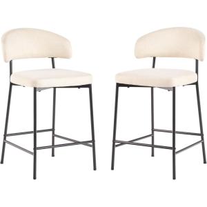 Walker Edison Modern Curved Back Counter Stool Filled Foam, Set of 2, Charcoal(Ivory)