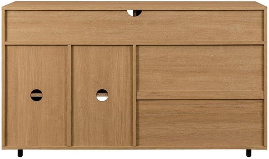 imageWalker Edison Caely Contemporary Minimal DecorativeDrawer Storage Sideboard 52 Inch Coastal OakSolid WhiteCoastal Oak Solid White