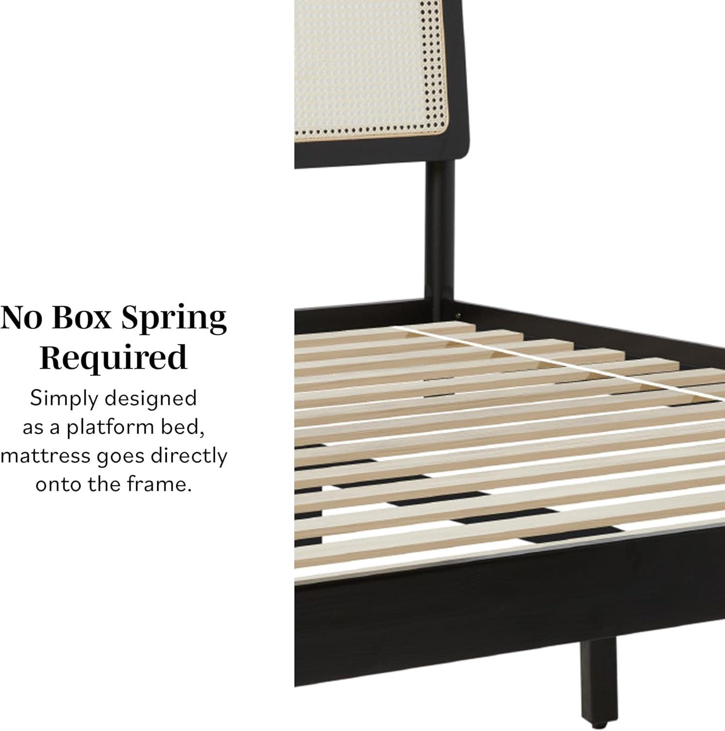 imageWalker Edison Nalah Boho Curved Rattan Headboard Solid Wood King Bedframe King Size Black