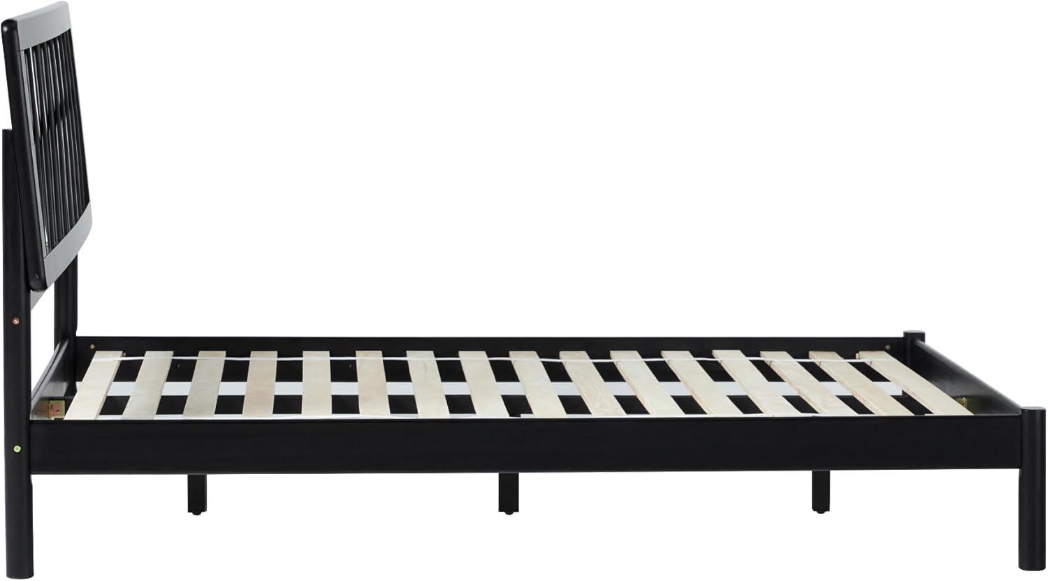 imageWalker Edison Queen Transitional Geometric X Pattern Headboard Solid Wood Bed Queen Size CaramelBlack