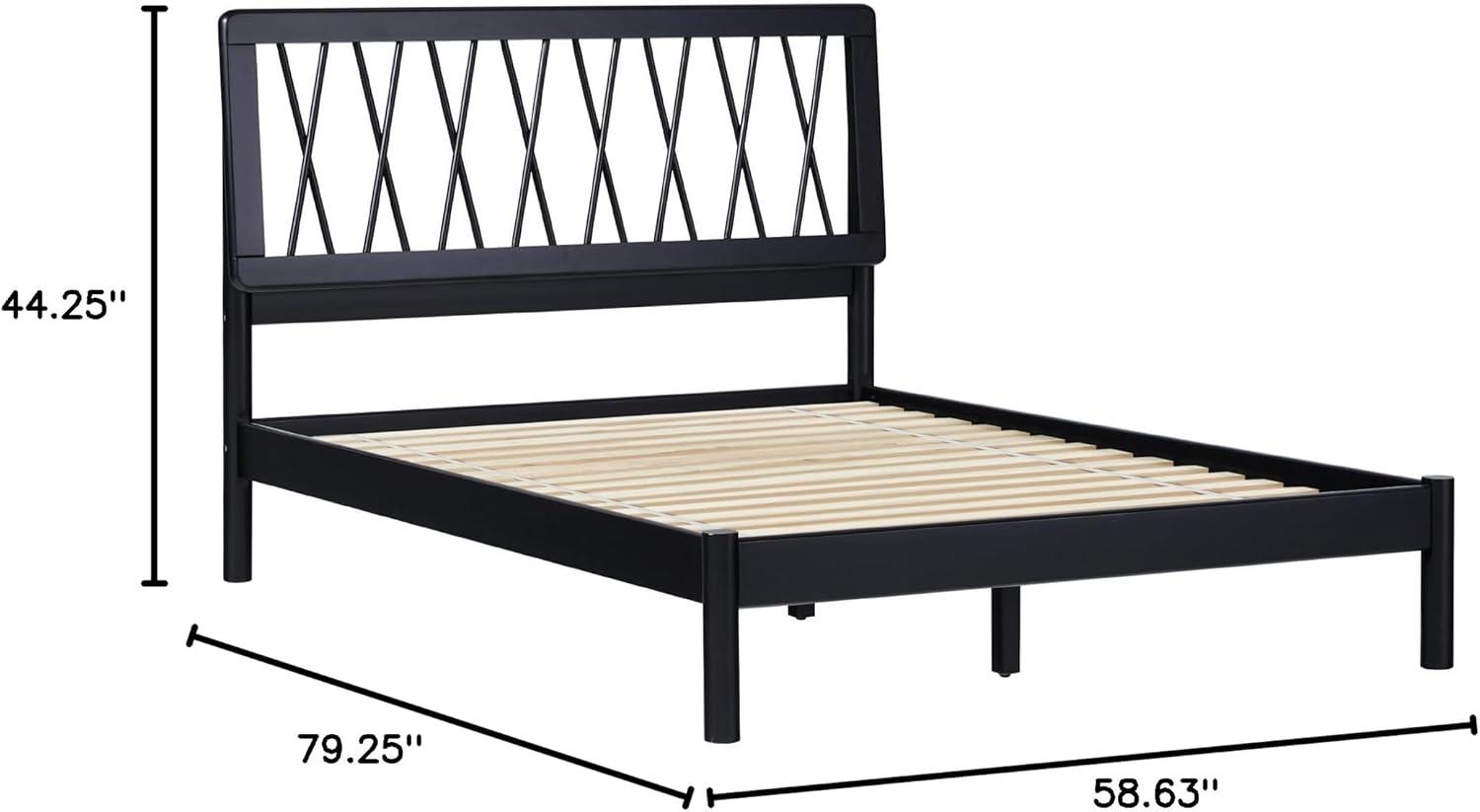 imageWalker Edison Queen Transitional Geometric X Pattern Headboard Solid Wood Bed Queen Size CaramelBlack