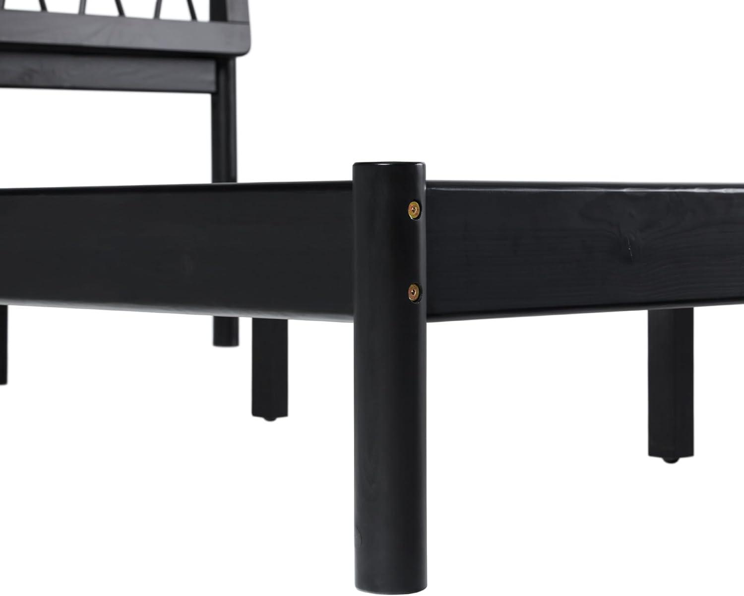 imageWalker Edison Queen Transitional Geometric X Pattern Headboard Solid Wood Bed Queen Size CaramelBlack