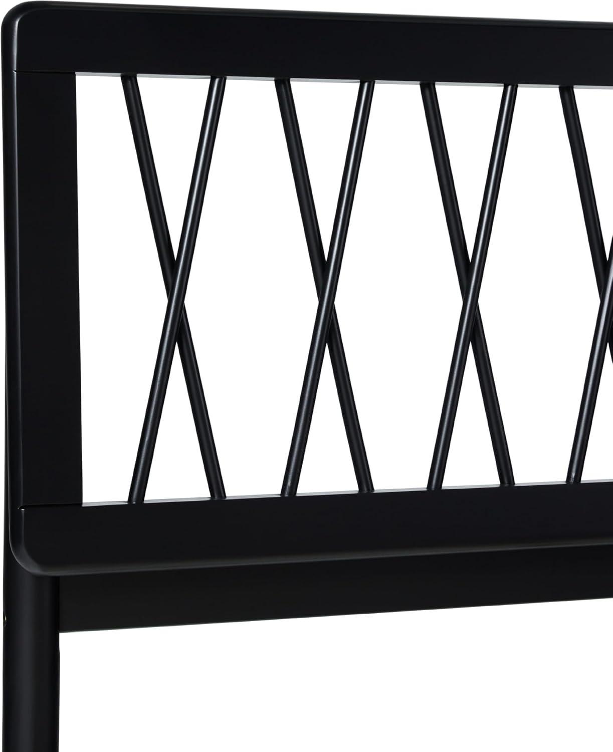 imageWalker Edison Queen Transitional Geometric X Pattern Headboard Solid Wood Bed Queen Size CaramelBlack