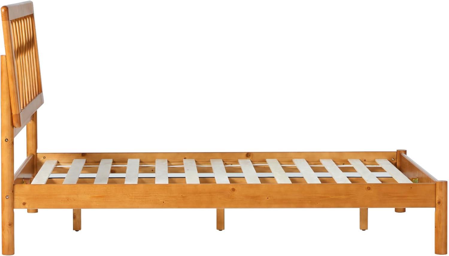 imageWalker Edison Queen Transitional Geometric X Pattern Headboard Solid Wood Bed Queen Size CaramelCaramel