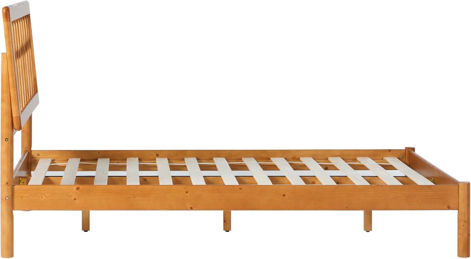 imageWalker Edison Queen Transitional Geometric X Pattern Headboard Solid Wood Bed Queen Size CaramelCaramel