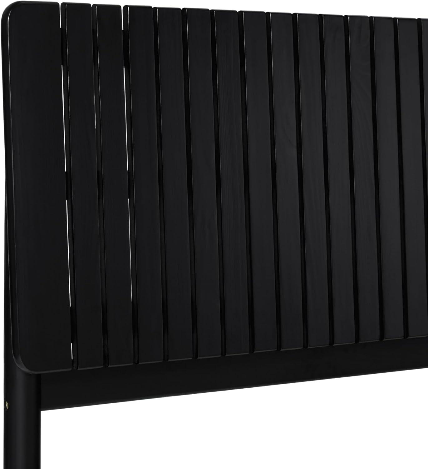 imageWalker Edison Queen Transitional Vertical Slatted Headboard Solid Wood Bed Queen Size BrownBlack