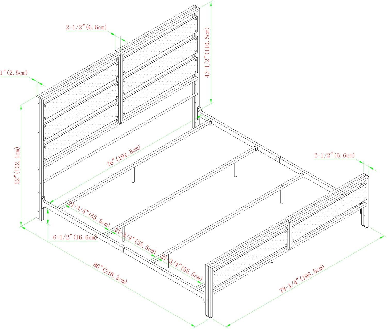 imageWalker Edison Wood Plank Metal Queen Size Bed Frame Bedroom Headboard Footboard Bed Frame Bedroom Queen Reclaimed WoodGrey Wash
