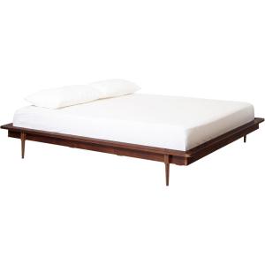 Walker Edison Mid Century Modern Solid Wood Platform Bed Headboard Footboard Bed Frame Bedroom, King, Walnut(Walnut)