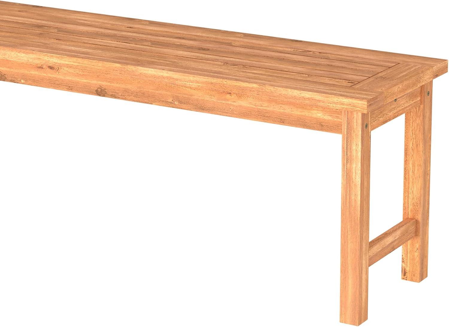 imageWalker Edison Rendezvous Modern Solid Acacia Wood Slatted Patio Bench 53 Inch BrownBrown