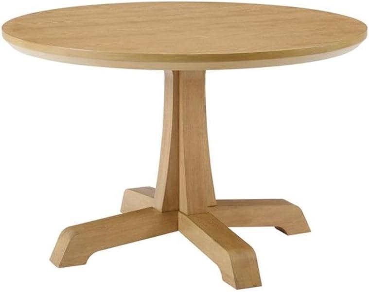 imageWalker Edison Caely Modern Simple Round Dining Table with Pedestal Base 48 Inch BlackRustic Oak