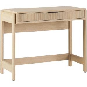Walker Edison Transitional Office Design, Reeded Drawer Front Detail, Writing Desk with Drawer, Spacious Desktop, Complementary in Living Spaces, 38”W x 16.75”D x 30”H, Coastal Oak(Coastal Oak)