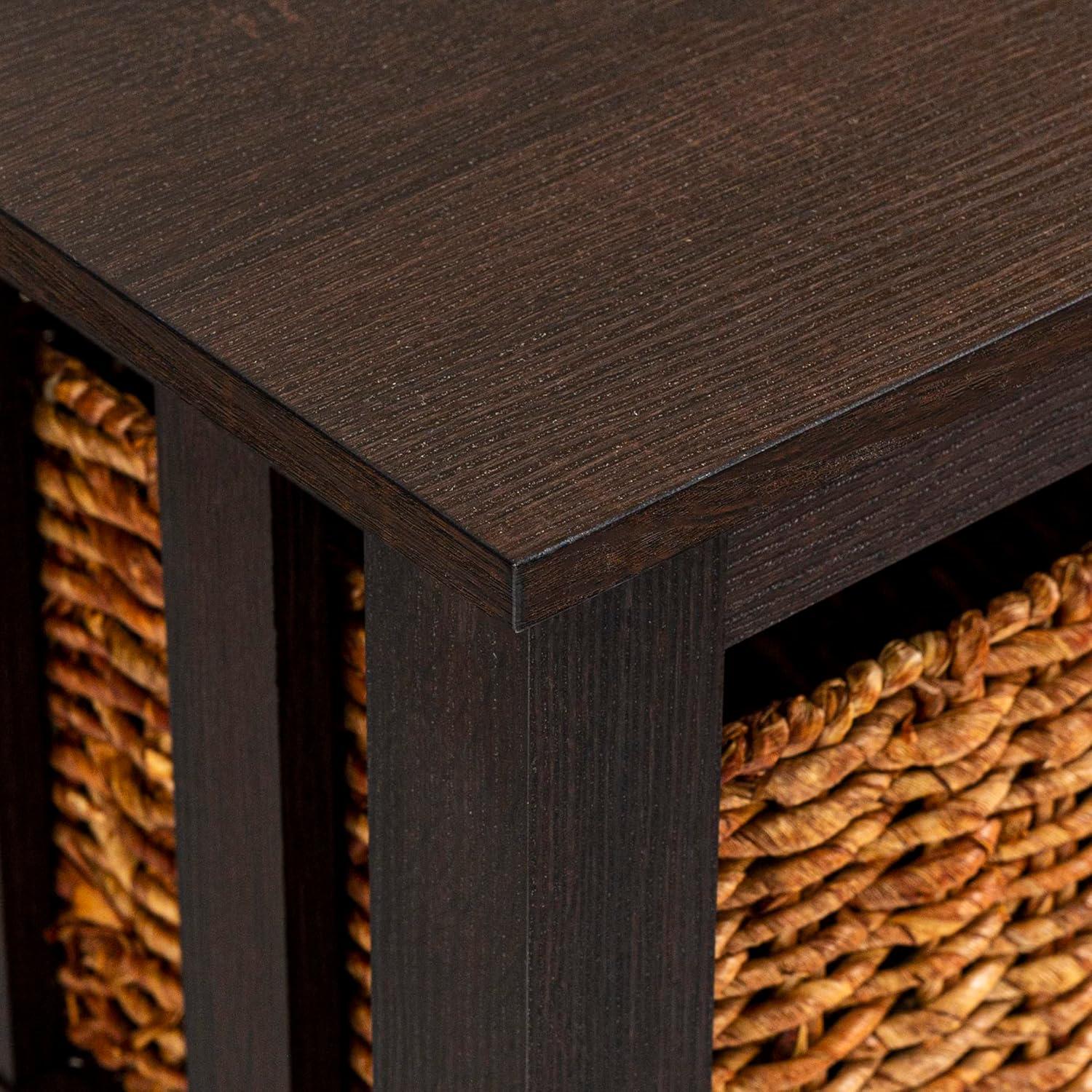 image:imageWalker Edison Alayna Mission Style Two Tier Coffee Table with Rattan Storage Baskets 40 Inch EspressoEspresso