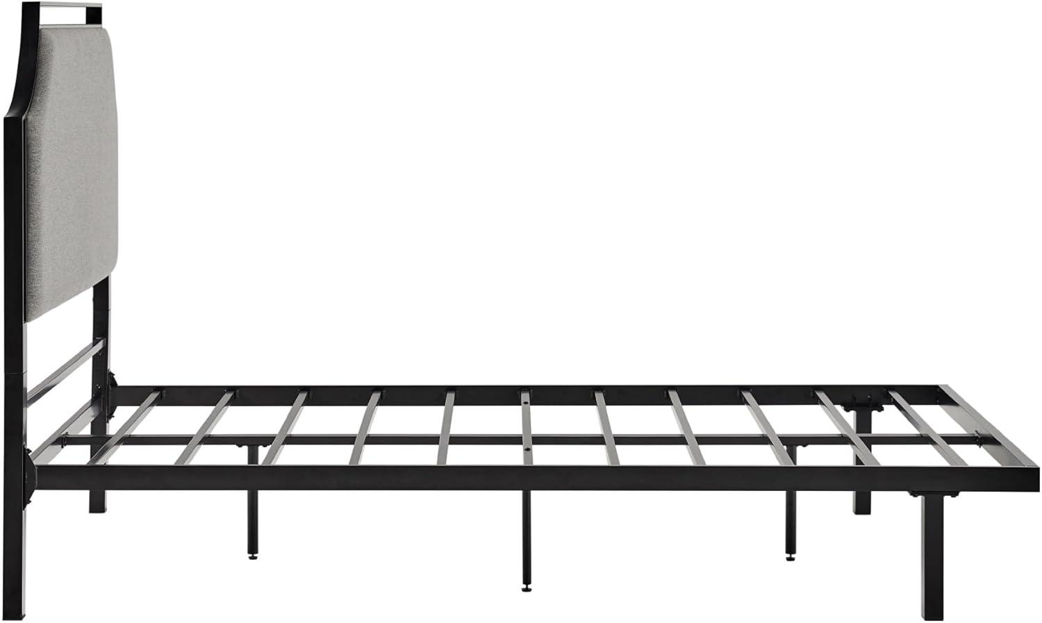 image:imageWalker Edison Miriam Modern MetalFrame Upholstered Queen Bedframe Queen Size TanGrey