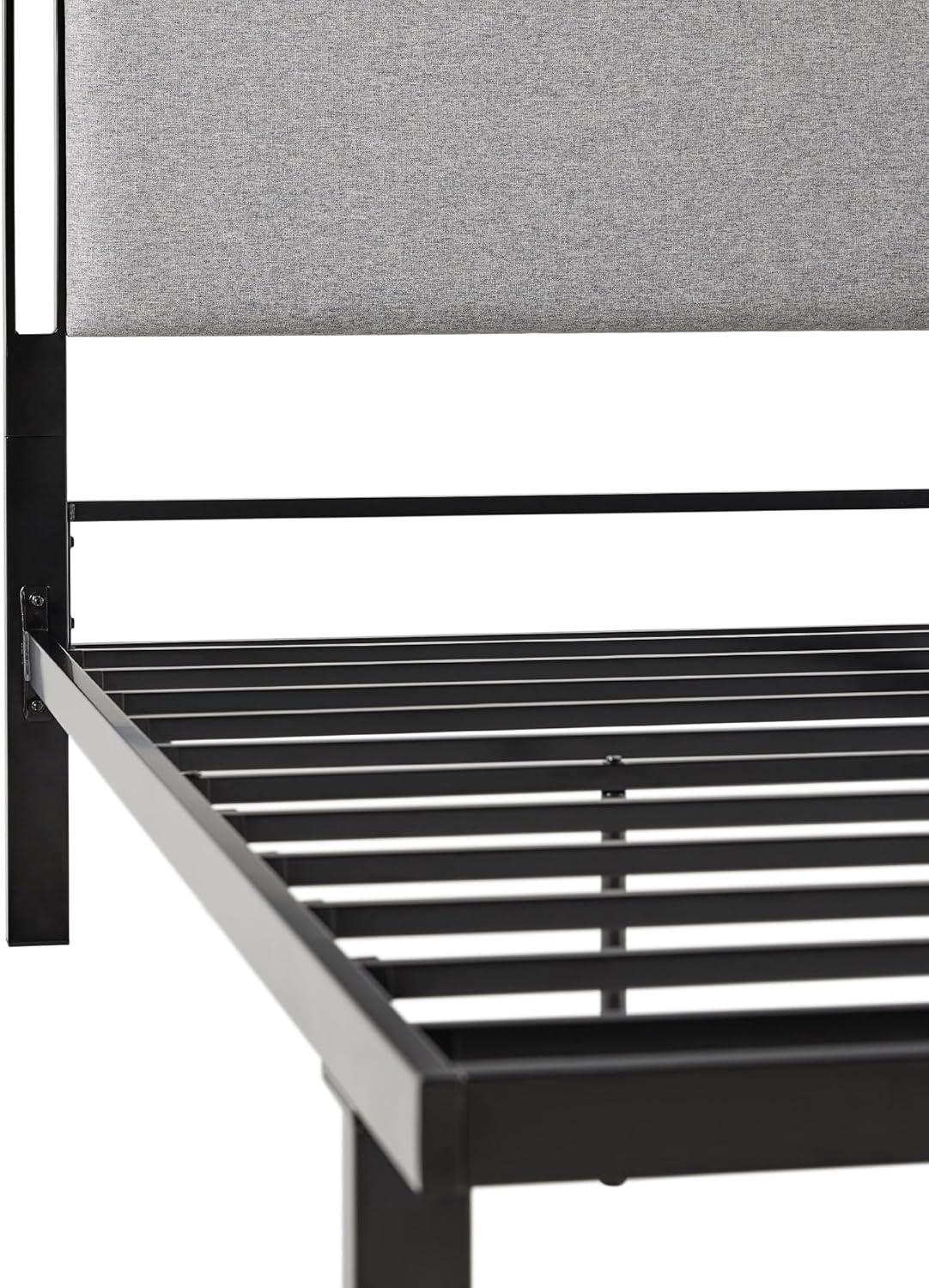 image:imageWalker Edison Miriam Modern MetalFrame Upholstered Queen Bedframe Queen Size TanGrey