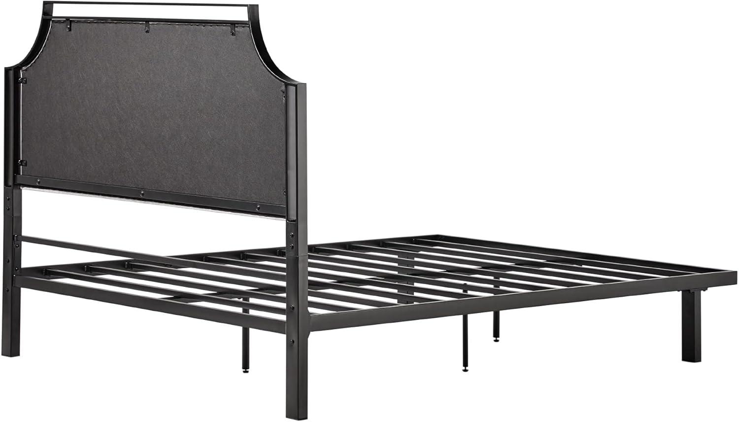 image:imageWalker Edison Miriam Modern MetalFrame Upholstered Queen Bedframe Queen Size TanTan