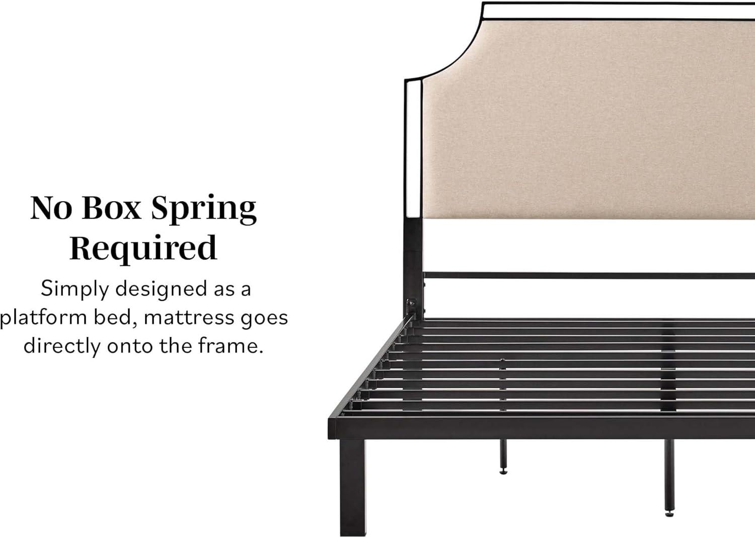 image:imageWalker Edison Miriam Modern MetalFrame Upholstered Queen Bedframe Queen Size TanTan