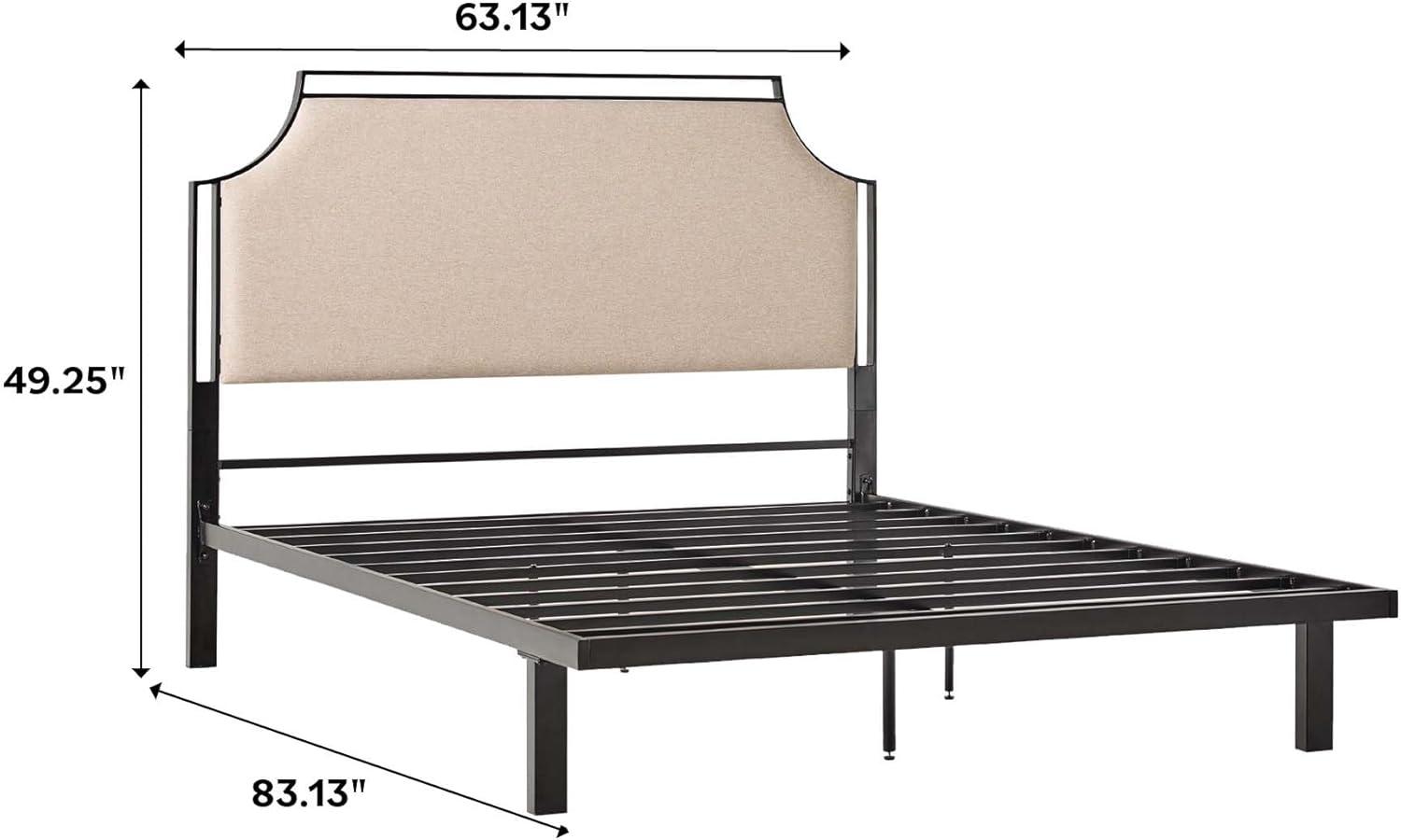 image:imageWalker Edison Miriam Modern MetalFrame Upholstered Queen Bedframe Queen Size TanTan