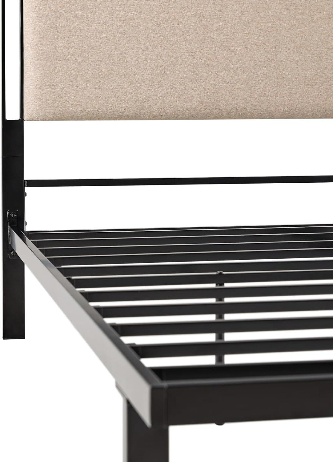 image:imageWalker Edison Miriam Modern MetalFrame Upholstered Queen Bedframe Queen Size TanTan