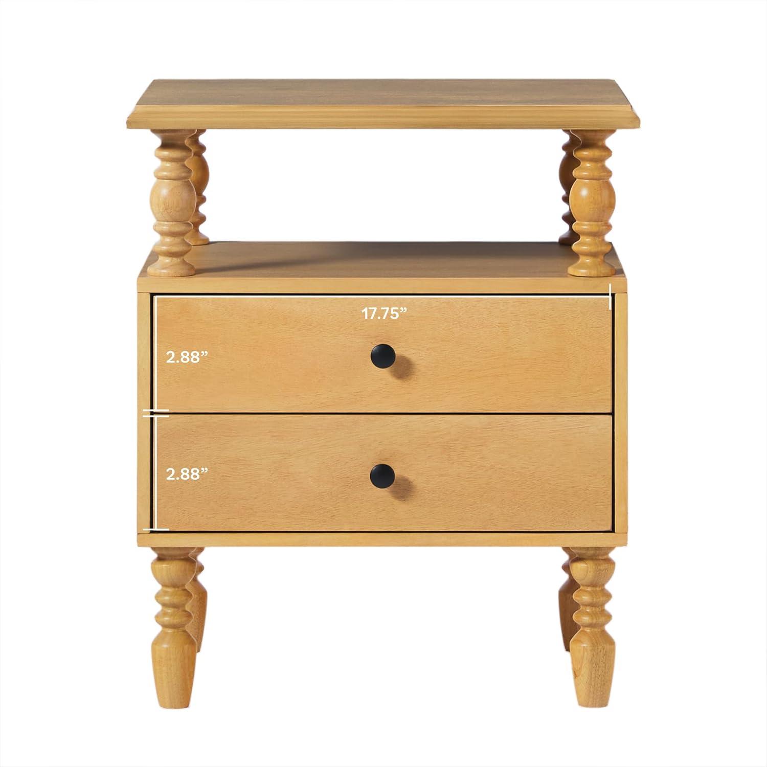 image:imageWalker Edison Solid Wood Spindle Vivienne King Bed with Two EZ Assembly 2Drawer Nightstands 3Piece NaturalNatural