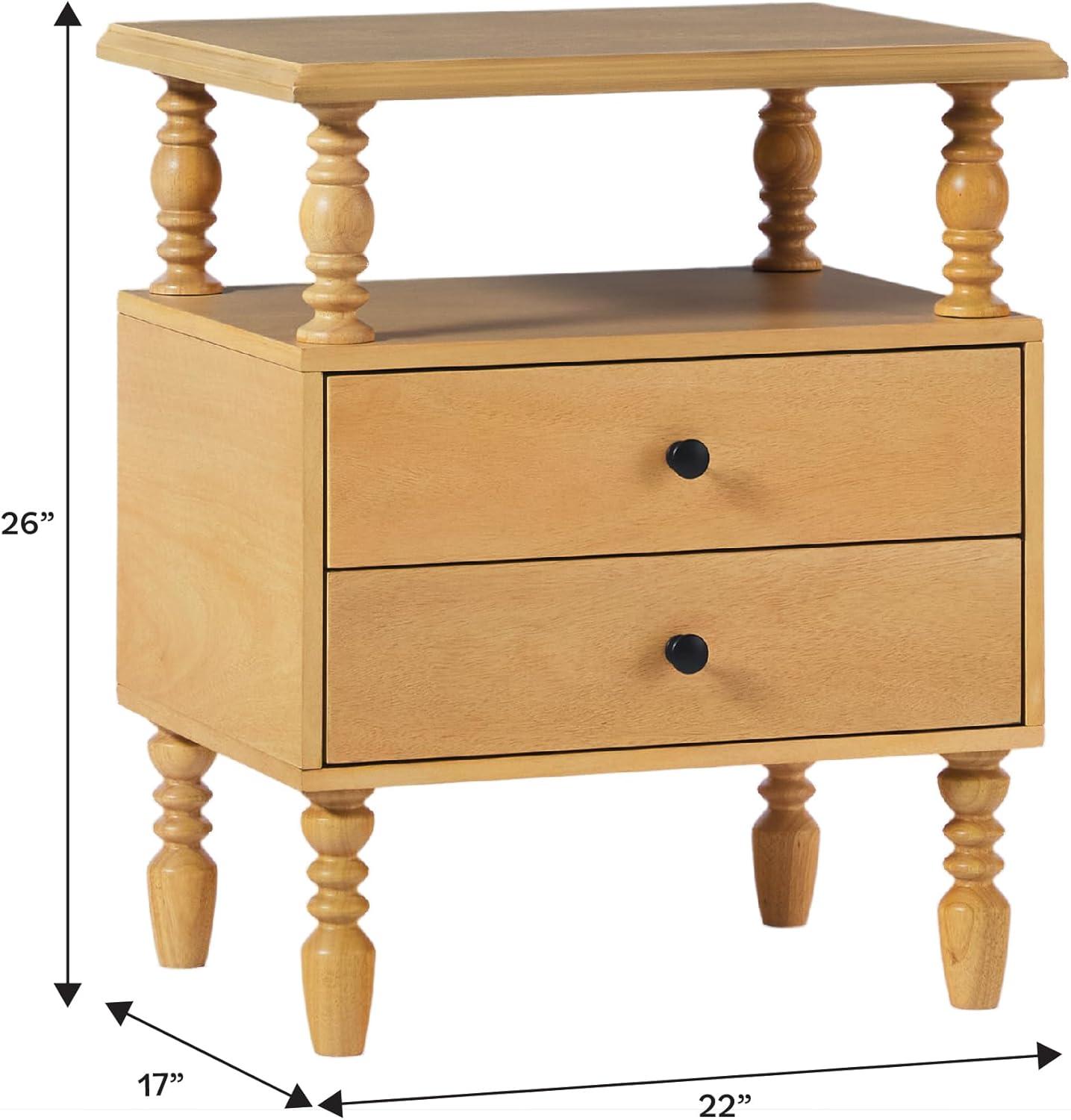 image:imageWalker Edison Solid Wood Spindle Vivienne King Bed with Two EZ Assembly 2Drawer Nightstands 3Piece NaturalNatural