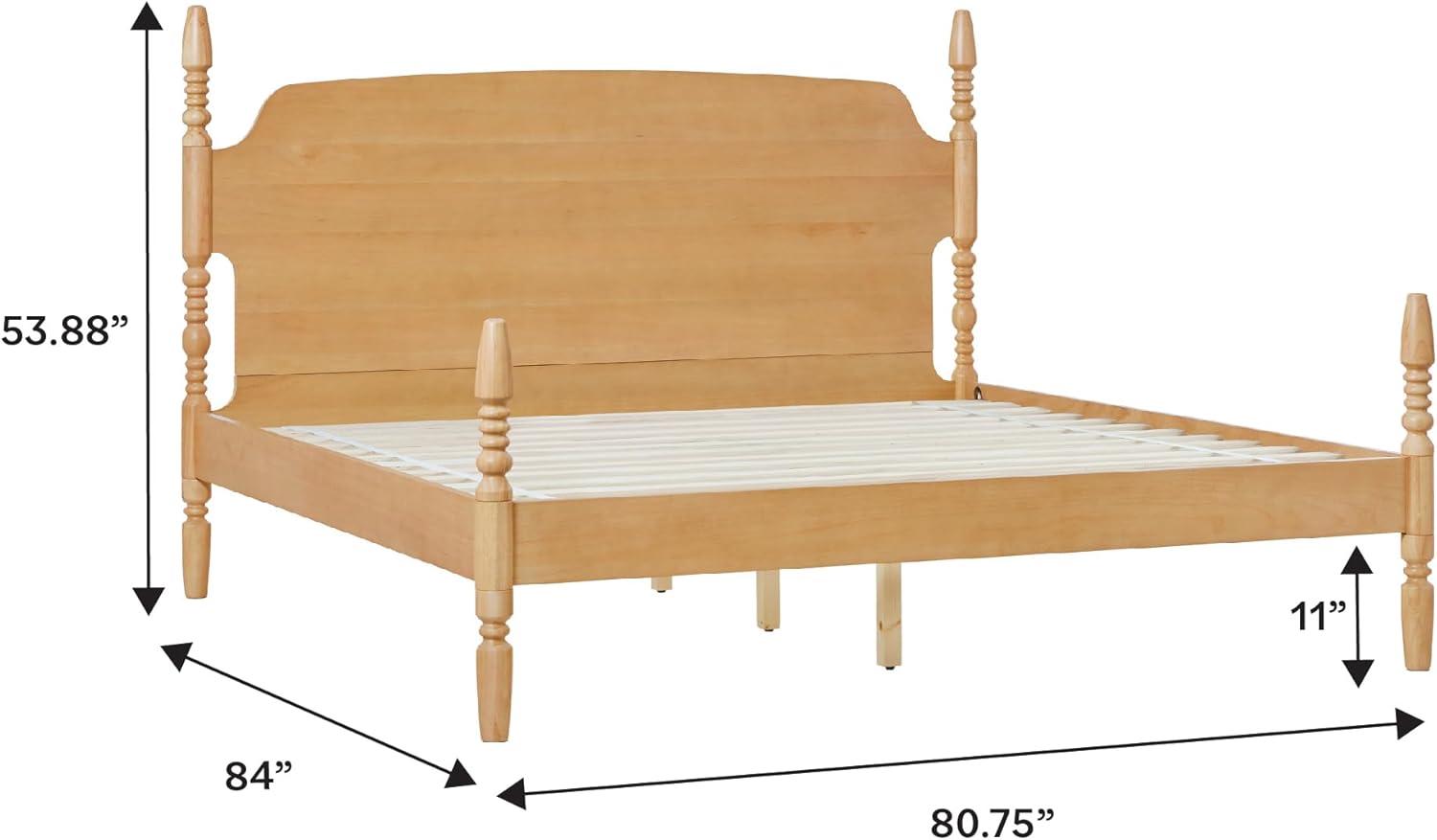 image:imageWalker Edison Solid Wood Spindle Vivienne King Bed with Two EZ Assembly 2Drawer Nightstands 3Piece NaturalNatural